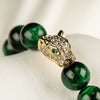 Gold Panther with Green Eyes and Green Tiger Eye Beads