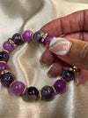 Bubble Gum Candy Bracelet-Amethyst and Dyed Pink Jade