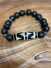 Black and Light Tan with Center Agate Stone and Gunmetal accents